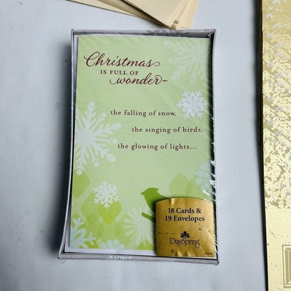 Dayspring Christmas Cards Boxed Set Of 18 Count Green And Gold Unused Lot Of 11 - Picture 2 of 8
